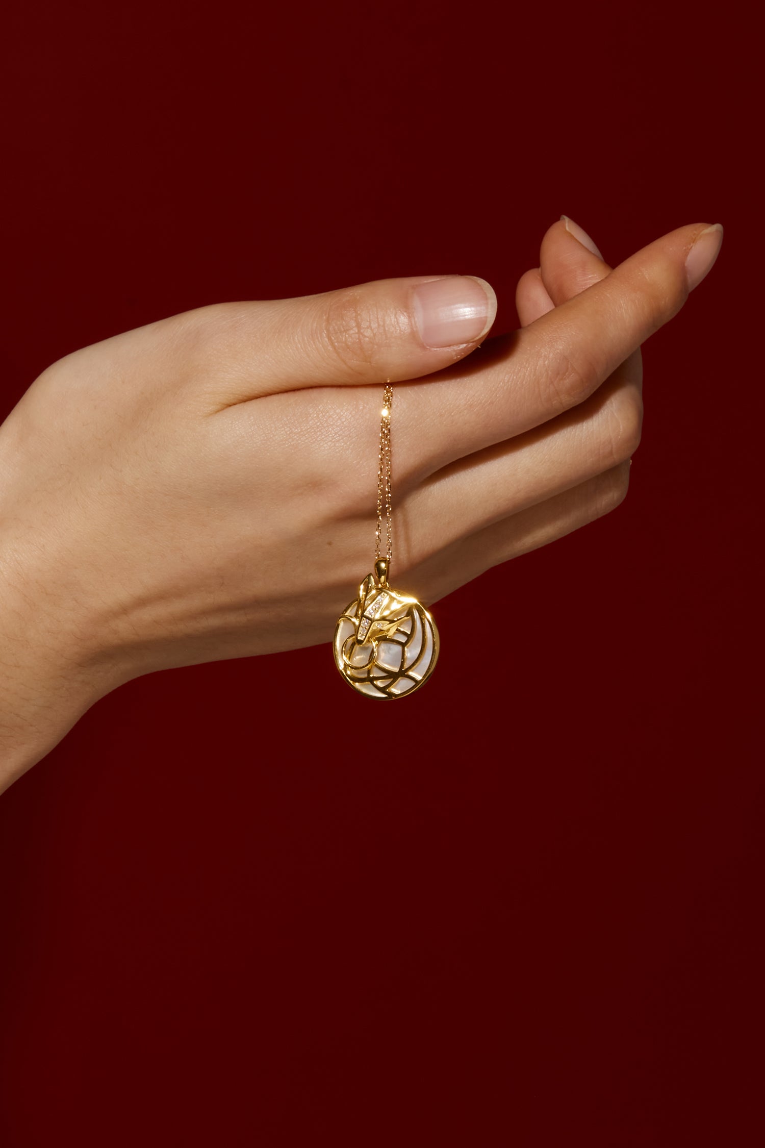 Lab Grown Diamond Chinese Zodiac Charm in Yellow Gold-Rat Pendant
