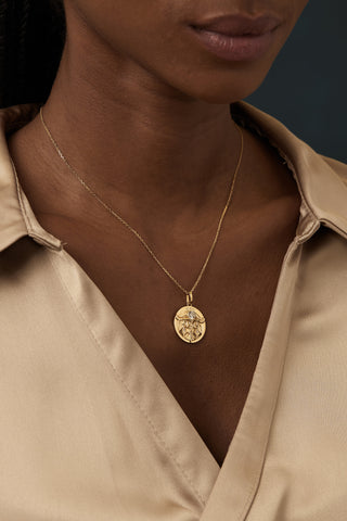 Lab Grown Diamond Zodiac Charm in Yellow Gold - Libra Pendant-Zaiyou Jewelry