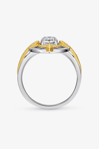 Lab Diamond Compass Cluster Ring in White and Yellow Gold - Zaiyou Jewelry