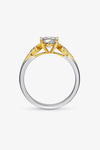 Lab Diamond Oval Cut Solitaire Ring in White and Yellow Gold - Zaiyou Jewelry