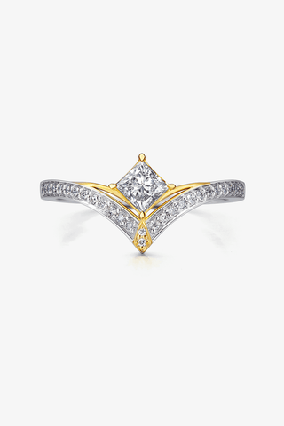 Lab Diamond Princess Cut Solitaire Ring in White and Yellow Gold - Zaiyou Jewelry