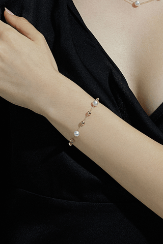 Akoya Pearl Classic Bracelet in Yellow Gold - Zaiyou Jewelry