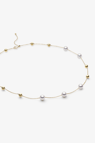 Akoya Pearl Classic Necklace in Yellow Gold - Zaiyou Jewelry