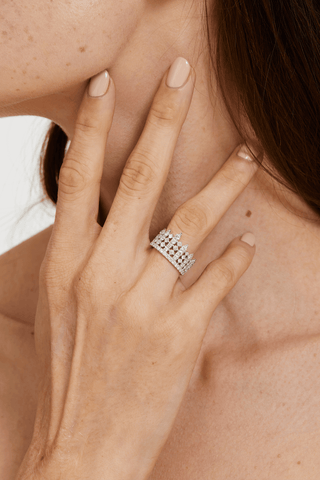 The Baden Fringe Tiara Lab Diamond Ring in White Gold - Zaiyou Jewelry