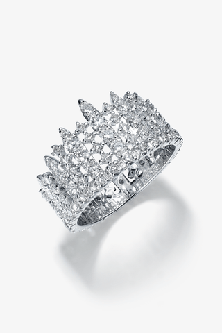 The Baden Fringe Tiara Lab Diamond Ring in White Gold - Zaiyou Jewelry