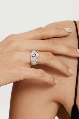 The Nine Provinces Tiara Lab Diamond Ring in White Gold - Zaiyou Jewelry