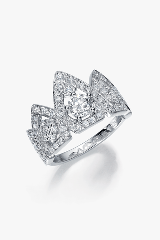 The Nine Provinces Tiara Lab Diamond Ring in White Gold - Zaiyou Jewelry