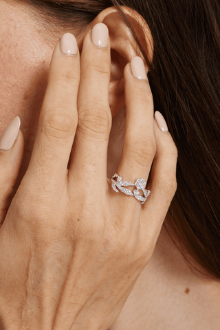 The Strathmore Rose Tiara Lab Diamond Ring in White Gold - Zaiyou Jewelry