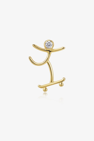 Skateboarding 3 Lab Diamond Single Stud Earring in Yellow Gold - Zaiyou Jewelry