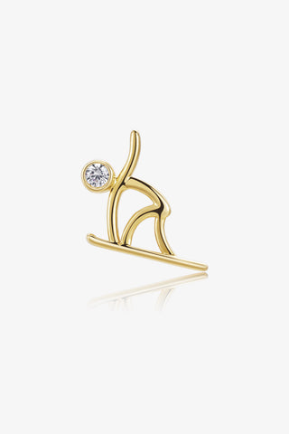 Skiing 1 Lab Diamond Single Stud Earring in Yellow Gold - Zaiyou Jewelry