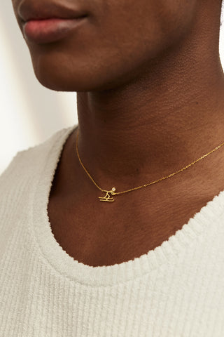 Skiing 4 Lab Diamond Necklace in Yellow Gold - Zaiyou Jewelry