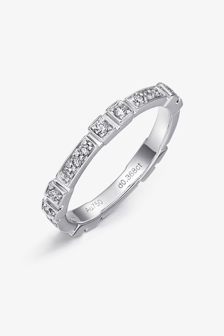 Lab Diamond Thin Wedding Ring in White Gold - Small - Zaiyou Jewelry