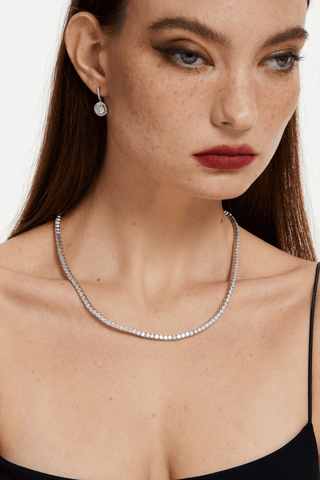 Lab Grown Diamond Tennis Necklace in Yellow/White Gold (14 1/2 ct. tw.) - Zaiyou Jewelry