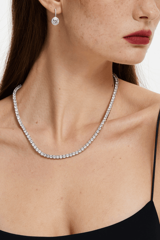 Lab Grown Diamond Tennis Necklace in Yellow/White Gold (23 9/10 ct. tw.) - Zaiyou Jewelry