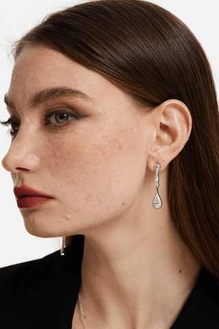 Lab Diamond Drop Earrings in White Gold - Short - Zaiyou Jewelry