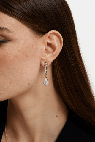 Lab Diamond Drop Earrings in White Gold - Short - Zaiyou Jewelry