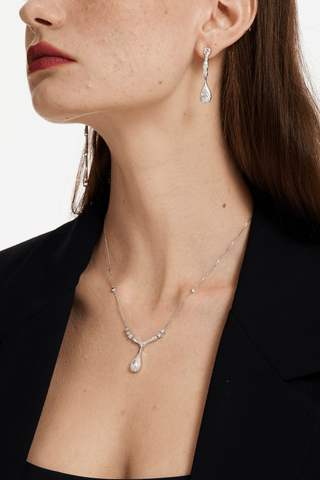 Lab Grown Diamond Necklace in White Gold - Large - Zaiyou Jewelry