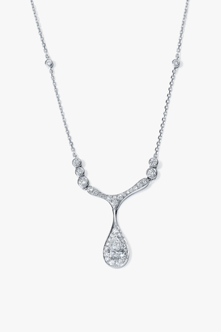 Lab Grown Diamond Necklace in White Gold - Large - Zaiyou Jewelry