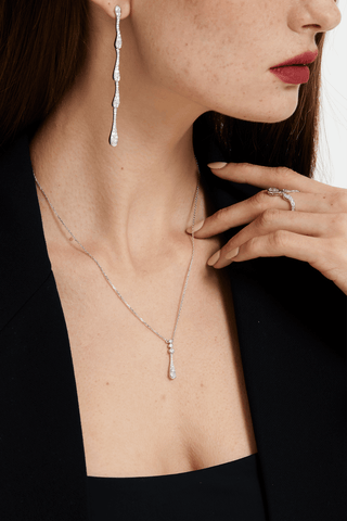 Lab Grown Diamond Necklace in White Gold - Small - Zaiyou Jewelry