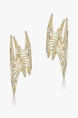 Lab Diamond Spiral Single Earring in Yellow/White Gold - Zaiyou Jewelry