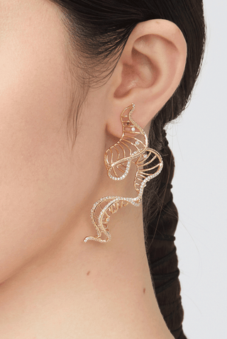 Lab Diamond Swirl Single Earring in Yellow/White Gold - Zaiyou Jewelry