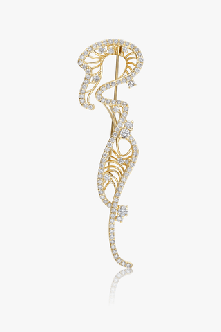 Lab Grown Diamond Brooch in Yellow/White Gold - Zaiyou Jewelry