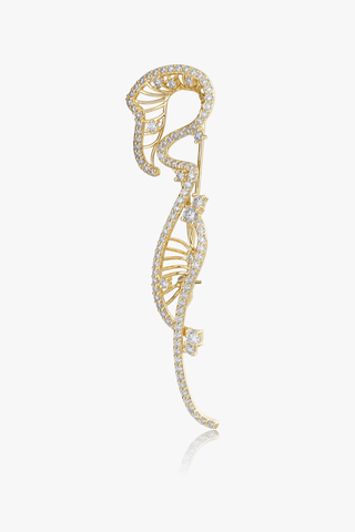 Lab Grown Diamond Brooch in Yellow/White Gold - Zaiyou Jewelry